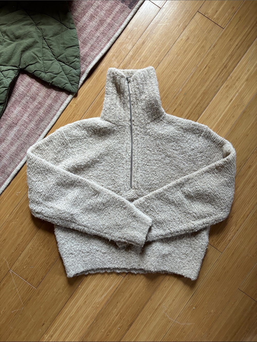 Wilfred Cream Half-Zip Turtleneck Pullover Sweater